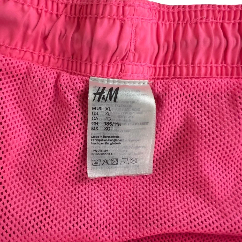 GUC H&M Mens XL Swim Trunks Shorts Lined Volley Beach Pool Neon Hot Pink